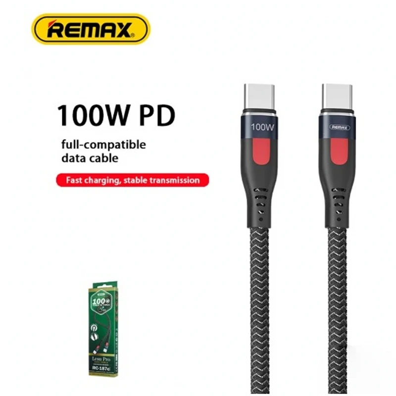 Remax-Cable de datos elástico de aleación de Zinc, 100W, con C-C de luz indicadora, carga súper rápida tipo C a tipo C para teléfonos/portátiles/tabletas - imagen 2