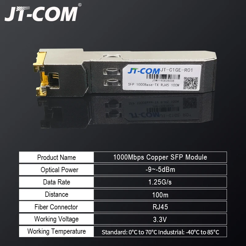 Módulo transceptor SFP de cobre RJ45 de 1,25G 1000Base-Tx Ethernet Gpon Olt fibra óptica FTTH Compatible con con interruptor Cisco/Mikrotik - imagen 3