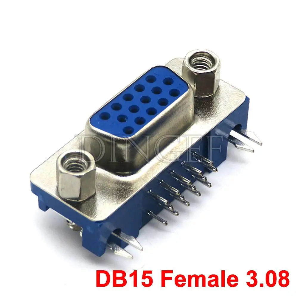 Conector de 5 uds DB9 DB15 RS232 arpón macho/hembra con poste de tornillo de fijación 3,08 conector doblado de tres filas interfaz VGA - imagen 4