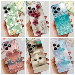 Funda Realme C51 Silicona Gato Mármol Antigras Antigolpes