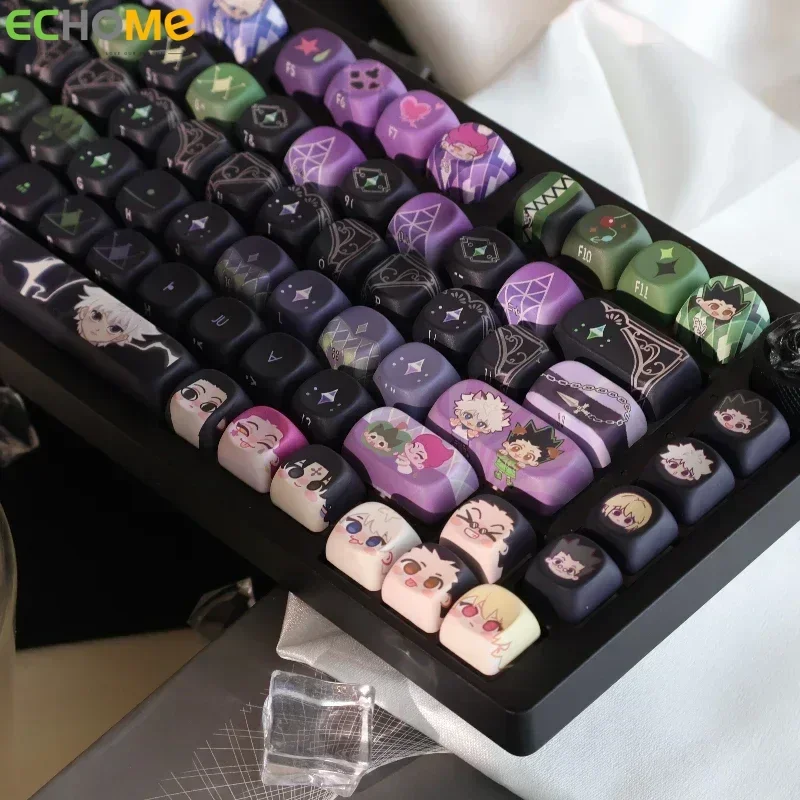 Hunter x Hunter Keycaps personalizado PBT MOA/cereza perfil Keycap lindo púrpura dibujos animados Anime punto tapa de llave tallado lateral para teclado - imagen 5