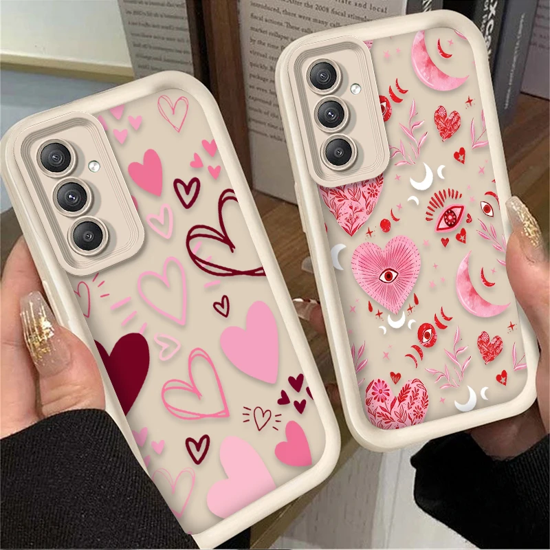 Funda con patrón de corazón de amor artístico para Samsung Galaxy A54 A05S A05 A34 A24 A14 A53 A33 A23 A13 A52 A52S A32 A22 A12 A71 A51 A31 - imagen 2