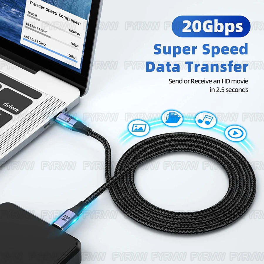 Cable magnético USB4 USB C, adaptador de codo de 100W, 20Gbps, 8K, 4K, PD, carga rápida para Thunderbolt4, MacBook Pro, Steam Deck Switch - imagen 3