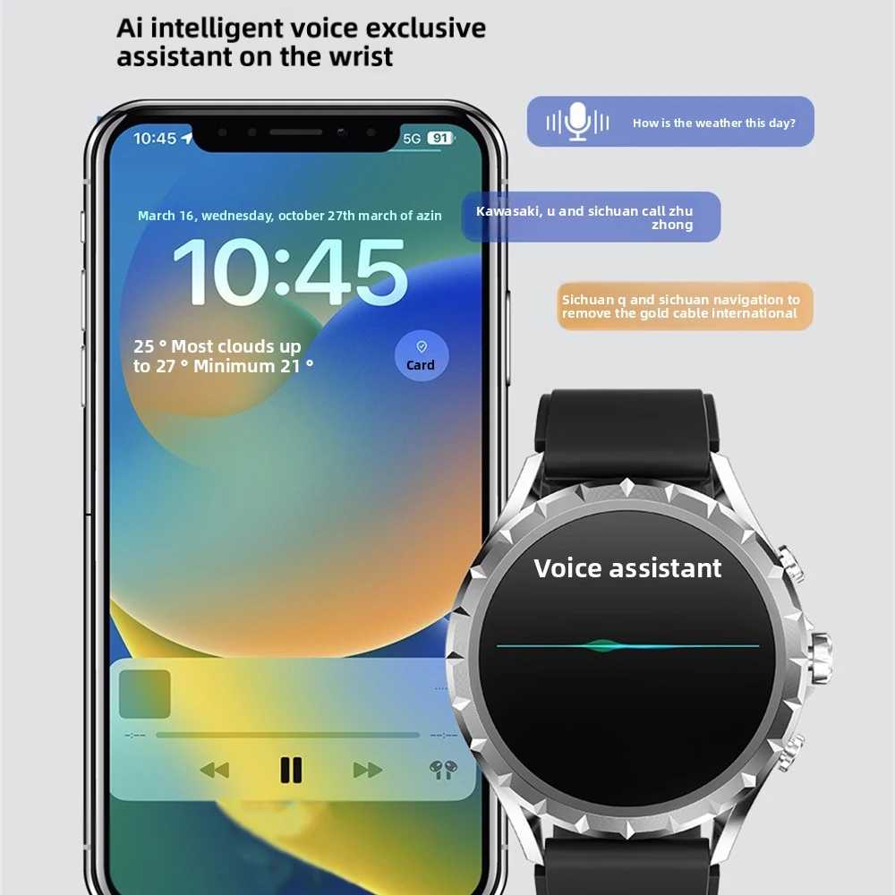 Relojes inteligentes 1,45 "hombres deportes al aire libre llamada de diente azul ritmo cardíaco salud Smartwatch impermeable NFC recordatorio de información musical - imagen 4