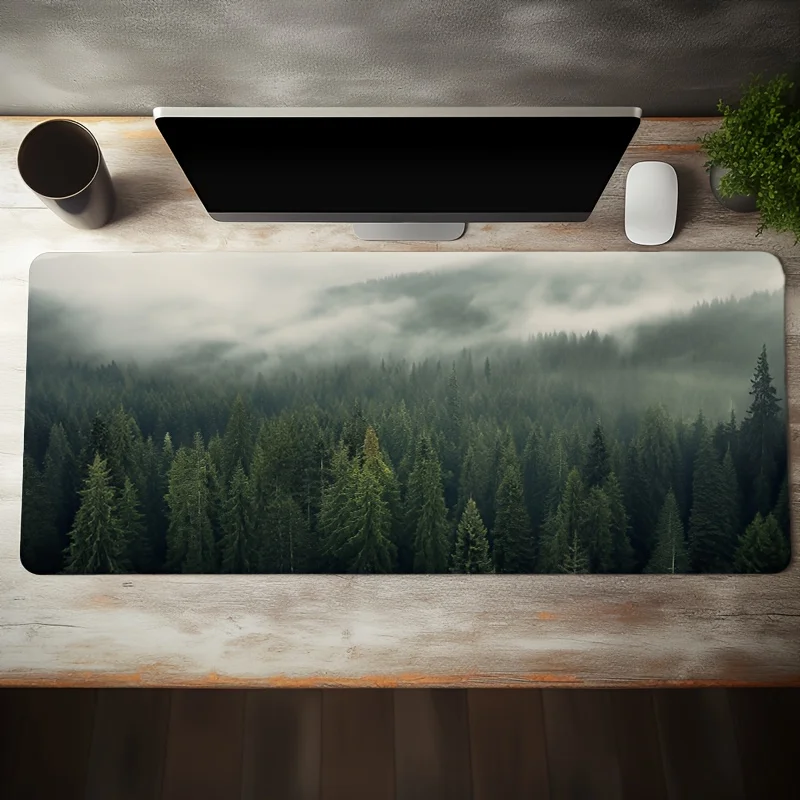 Alfombrilla de ratón grande para juegos Forest, alfombrilla de escritorio verde de 900x400, alfombrilla de ratón XXL de goma antideslizante, juegos de trabajo, regalos para el hogar y la Oficina, accesorios - imagen 2