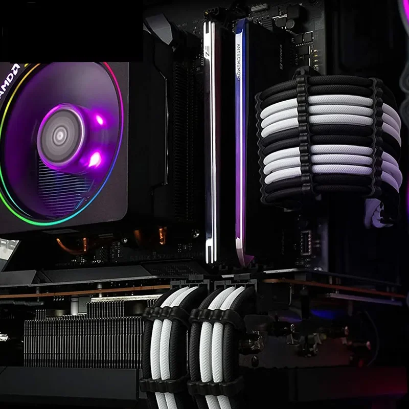 Kit de cable de extensión PCI-E ATX de 18AWG, cable de alimentación de extensión PSU con funda hembra a macho de 24 pines/EPS 4 + 4 pines/PCI-E de 8 pines - imagen 4