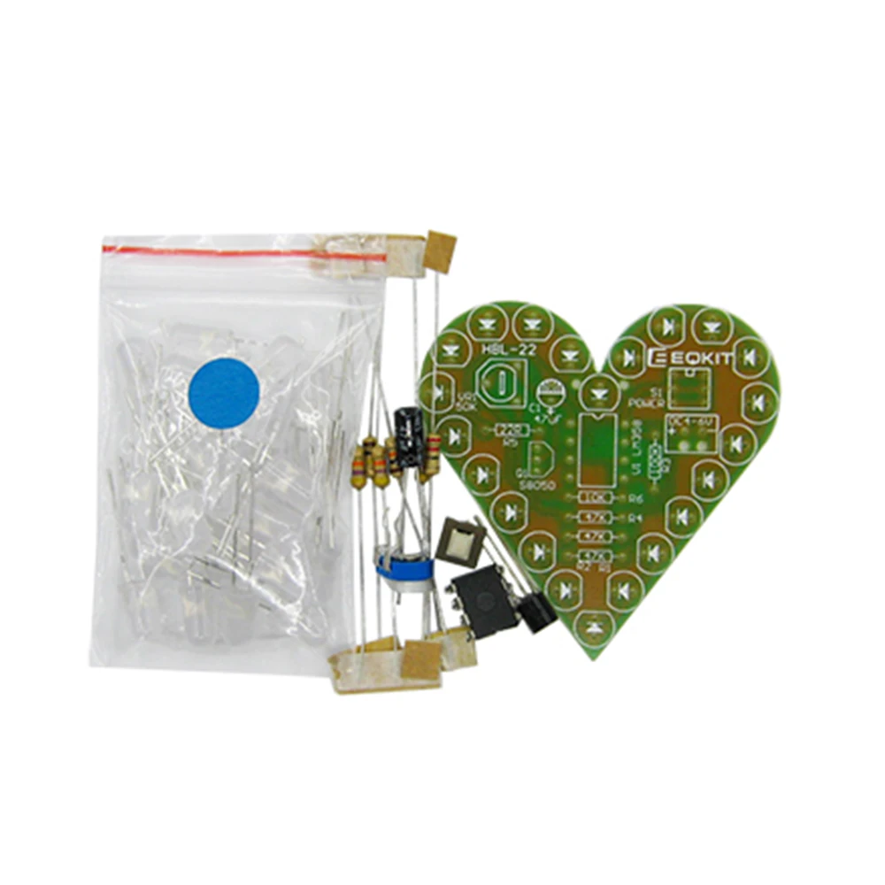4 Uds diymore Kit de bricolaje de luz intermitente LED en forma de corazón con PCB DC 4-6V 4 colores disponibles para Kit de soldadura Kit de aprendizaje de práctica