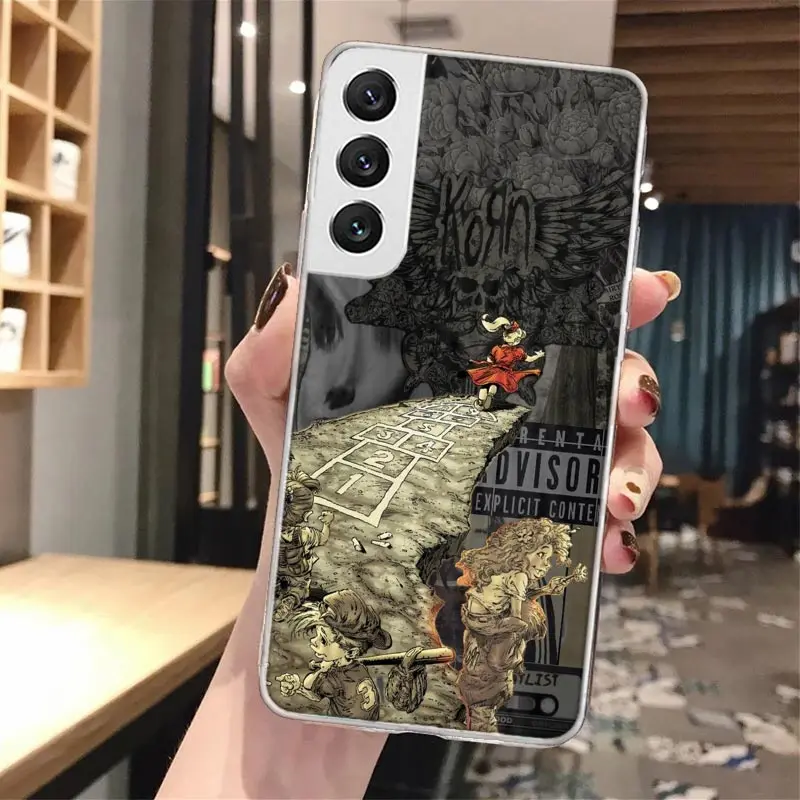 K-Korn Rock Band Funda de teléfono con llamada de silicona para Samsung Galaxy S23 S24 S25 Ultra S21 Plus S20 FE S22 S10 + Funda de borde - imagen 3