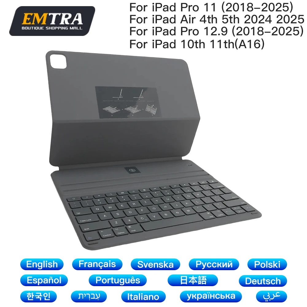 Teclado mágico magnético para IPad 11th 2025 Air 13 12,9 10,9 11 pulgadas teclado Bluetooth inalámbrico para IPad Air4 5 6 Pro 11 funda con soporte - imagen 2