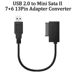 1 Uds Sata a USB 2,0 7 + 6PIN 13Pin Cable convertidor adaptador transferencia de datos rápida para ordenador portátil unidad óptica CD/DVD ROM unidad delgada