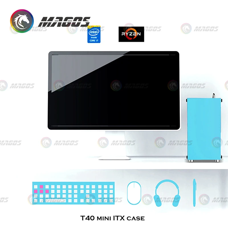 Minicaja ITX para ordenador, carcasa compatible con SFX/SFX-L, PSU, PC, refrigeración por agua, armario para videojuegos, chasis DIY, colorido de dibujos animados - imagen 4