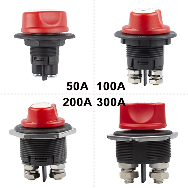 50A 100A 200A 300A desconexión de batería de coche interruptor de corte giratorio 12V 24V DC aislador de potencia accesorios para barcos y motocicletas - imagen 2