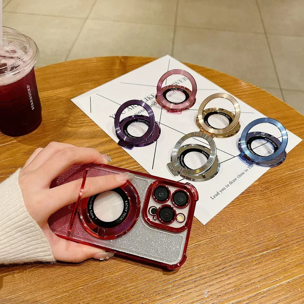 Soporte de teléfono adhesivo trasero con anillo magnético, carcasa de soporte con agarre magnético extraíble para iPhone 16 15 Huawei Xiaomi 15 - imagen 2