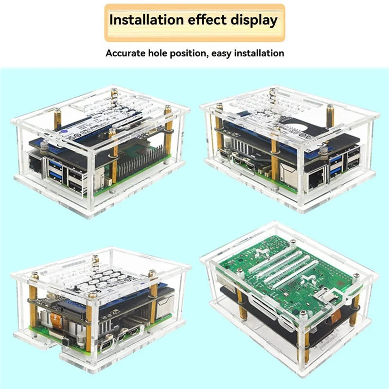 Para Raspberry Pi 5 carcasa acrílica adaptación Pcie a M.2 placa adaptadora carcasa protectora transparente - imagen 5