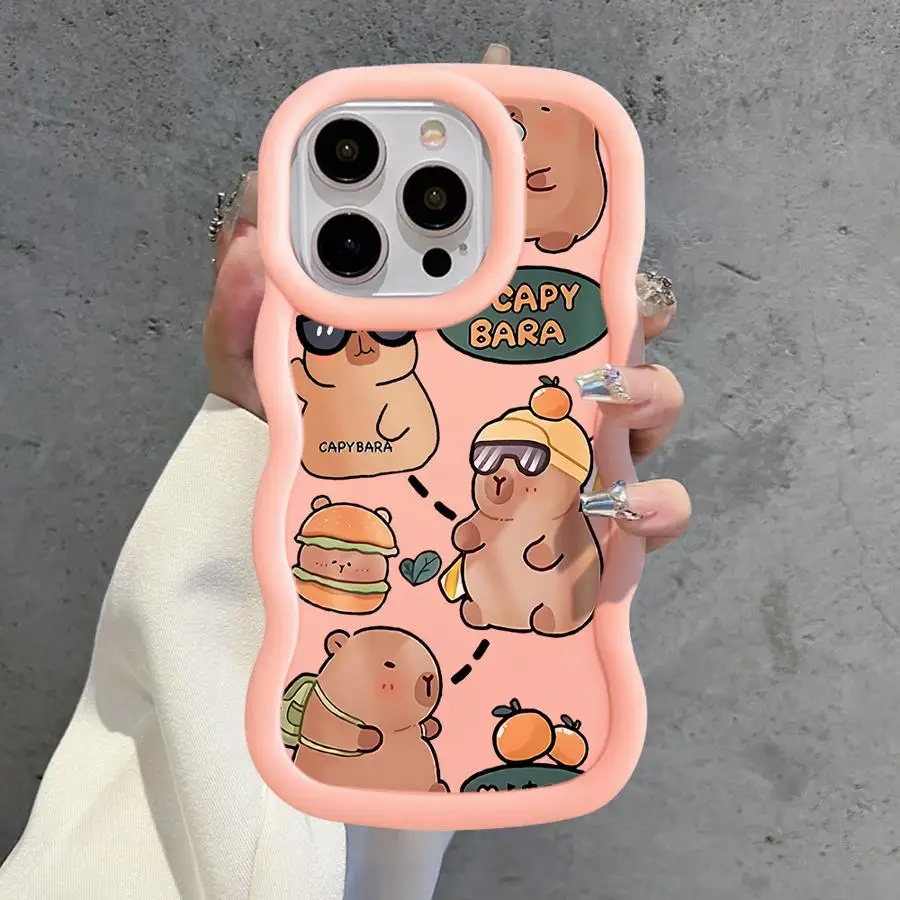 Soft TPU Case for iPhone 8 12 15 16 Plus 16e 13 12 11 Pro 16 15 14 Pro Max XS Max 7 Capybara Pattern  - imagen 2