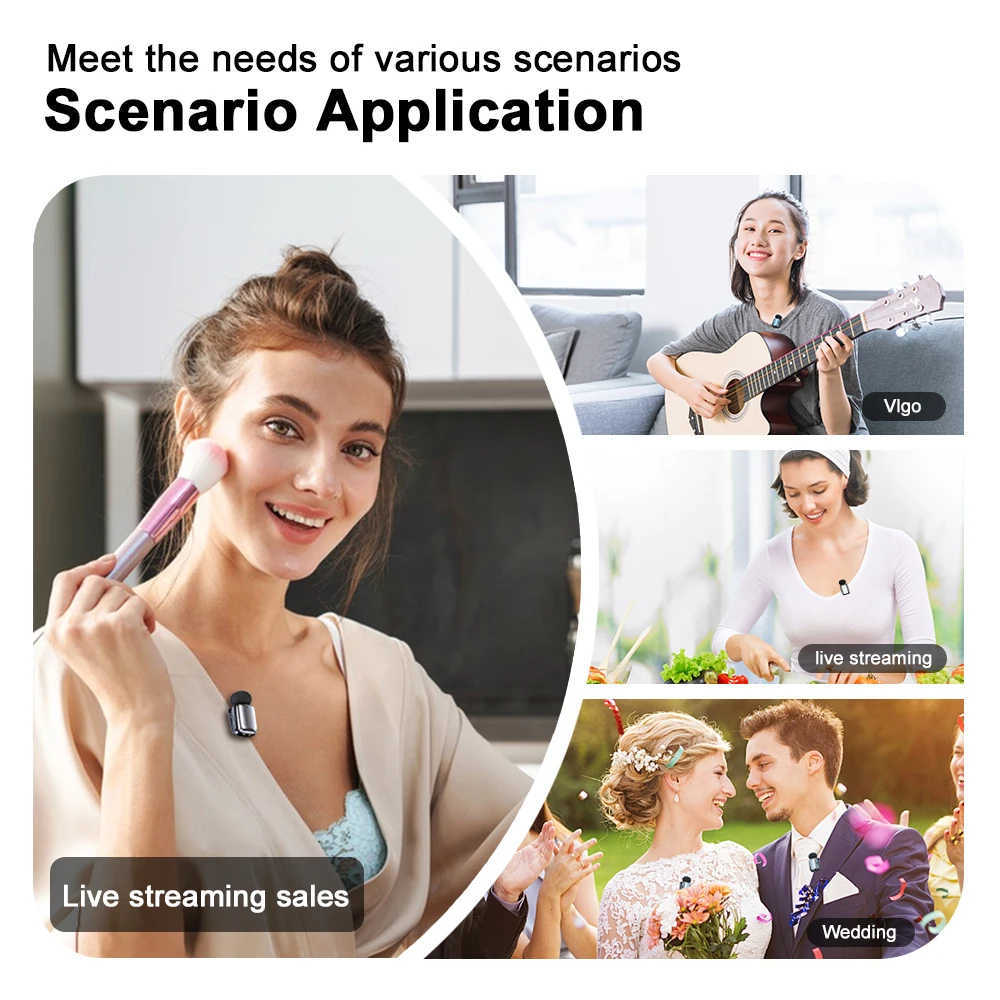 Haomuren Mini micrófono Lavalier inalámbrico para iPhone Series Android tipo C teléfonos inteligentes grabación en vivo entrevista Vlog M6 - imagen 4