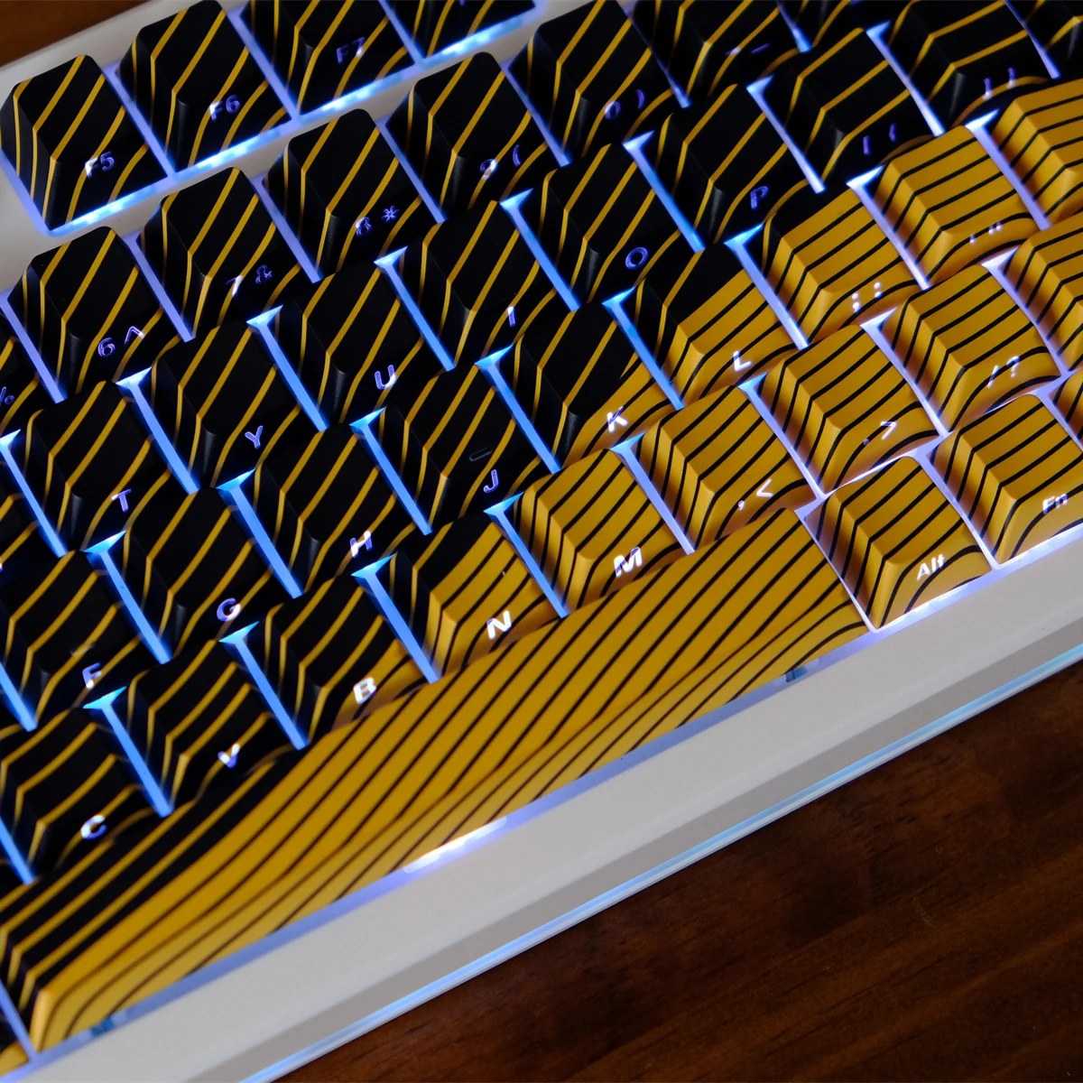 130 teclas negro dorado 5 lados tinte Sub PBT teclas cereza perfil onda impresión lateral brillo a través de teclas para teclado de interruptores MX - imagen 2
