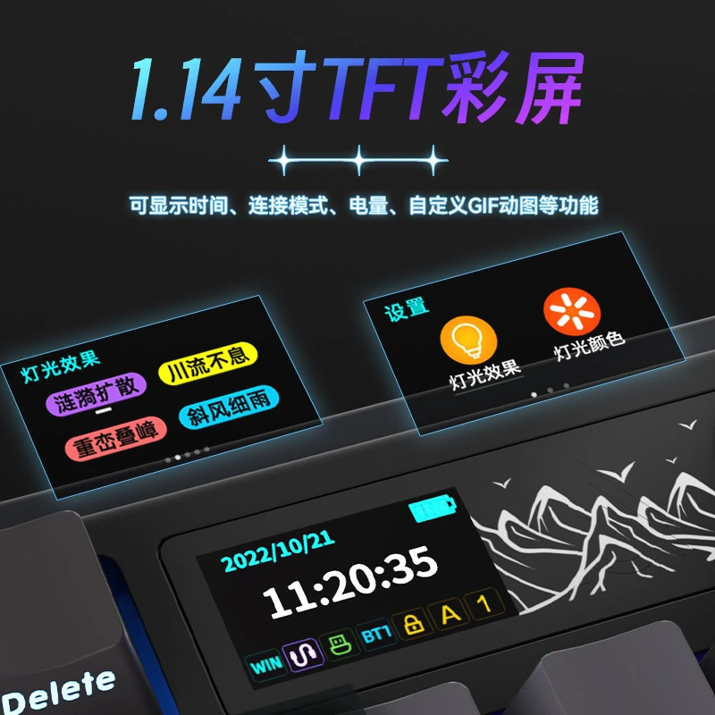 Teclado mecánico personalizado AK980, tercer examen simulado, tecla completa, enchufe caliente, pantalla TFT a Color de 1,14 pulgadas, perfil de juego de oficina - imagen 5