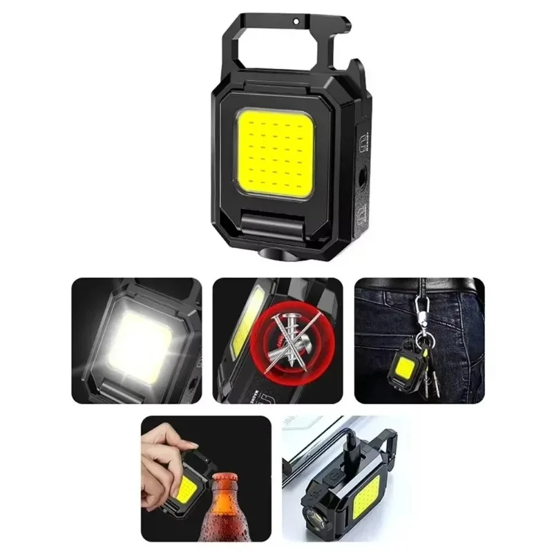 Llavero con luz de emergencia para exteriores, lámpara de bolsillo para acampar, Mini linterna LED para acampar, senderismo, abridor de botellas de cerveza, adorno pequeño - imagen 4