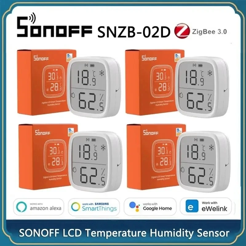 1-10 Uds SONOFF SNZB-02D Zigbee LCD Sensor inteligente de temperatura y humedad escena inteligente Monitor DIY funciona con Alexa Google eWeLink - imagen 2