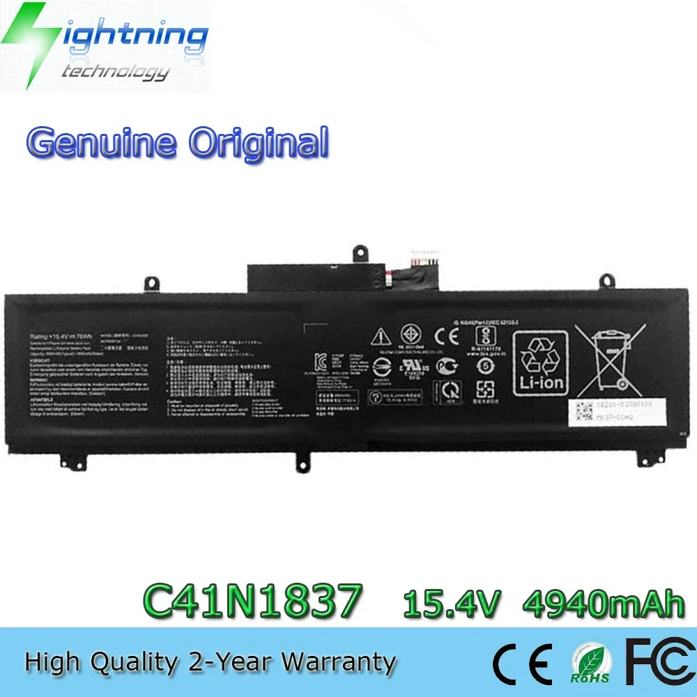Nueva batería Original para ordenador portátil C41N1837 15,4 V 4940mAh para Asus ROG Zephyrus GU502G GU502GV GA502DU GX502GV 0B200- 03380100 etc.