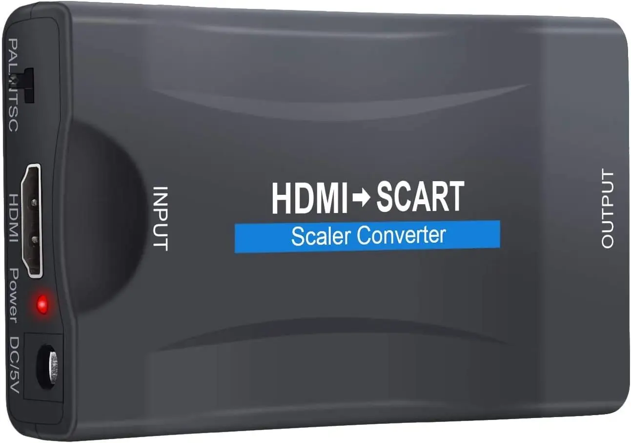 Convertidor de vídeo compuesto HDMI a SCART 1080p + CABLE CC o enchufe de 5V 1A CC fuente de alimentación para grabadoras de DVD CRT TV VHS VCR - imagen 3
