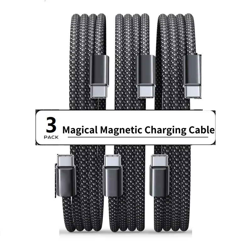 Cargador rápido de 100W Cable magnético USB C a C para iPhone 17/16/15 Samsung Laptop - Cable de carga de datos USB A a C para teléfono móvil - imagen 3