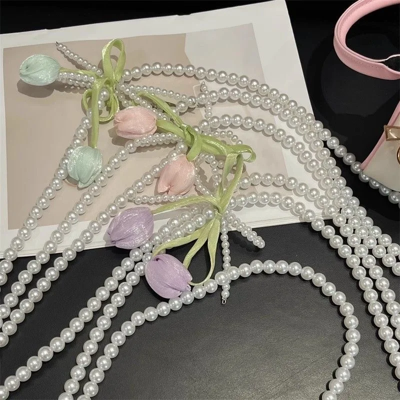 Cordón para teléfono con cuello largo y bandolera antipérdida, cadena extendida con lazo de perlas, Universal y elegante con Clip - imagen 2