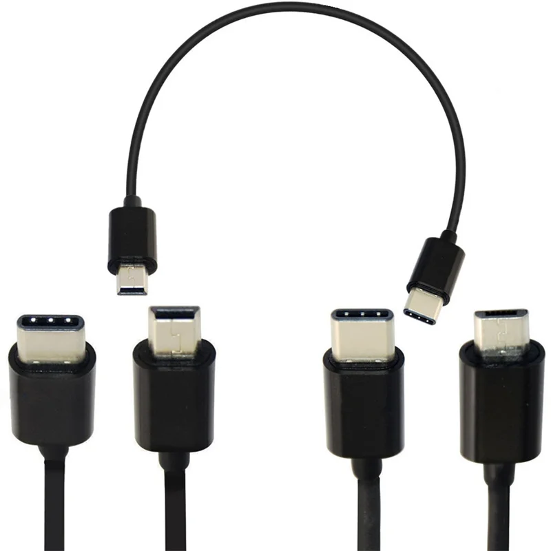 USB 3.1 Tipo C Macho a Mini USB Micro USB 2.0 Macho Cable de fuente de alimentación de sincronización de datos 0,3 m - imagen 3
