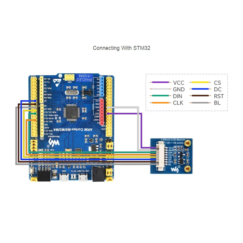 Waveshare-Módulo de pantalla IPS de 0,85 pulgadas, controlador GC9107 integrado, interfaz SPI, LCD 240x280 para Raspberry Pi Arduino ESP32 STM32 - imagen 4