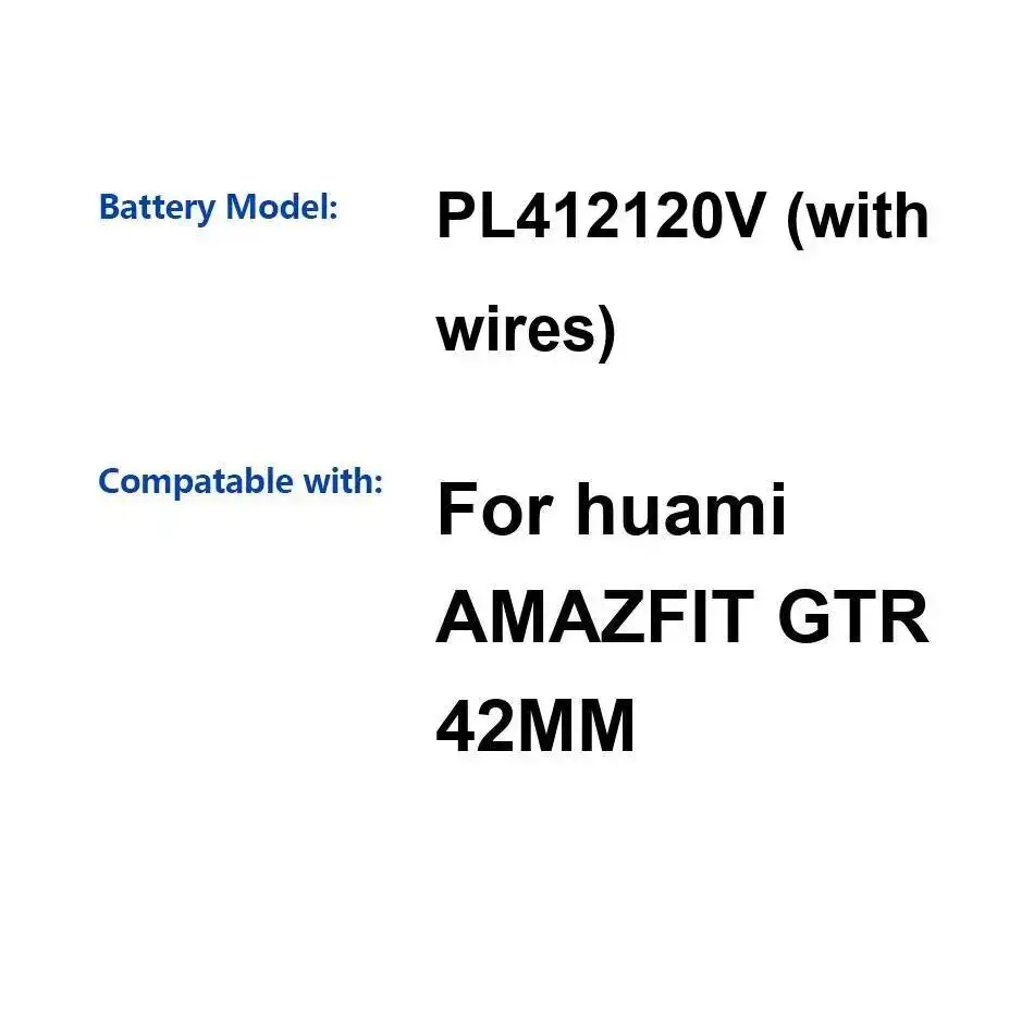 Batería de reloj inteligente 135Mah para Huami Amazfit Gtr 42MM de alta capacidad PL412120V con cables - imagen 3