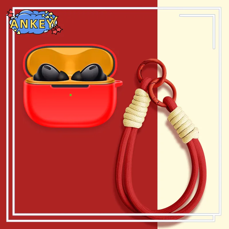 Funda protectora de silicona suave para IQOO TWS 2, carcasa portátil resistente a los arañazos y a los golpes con cordón mosquetón