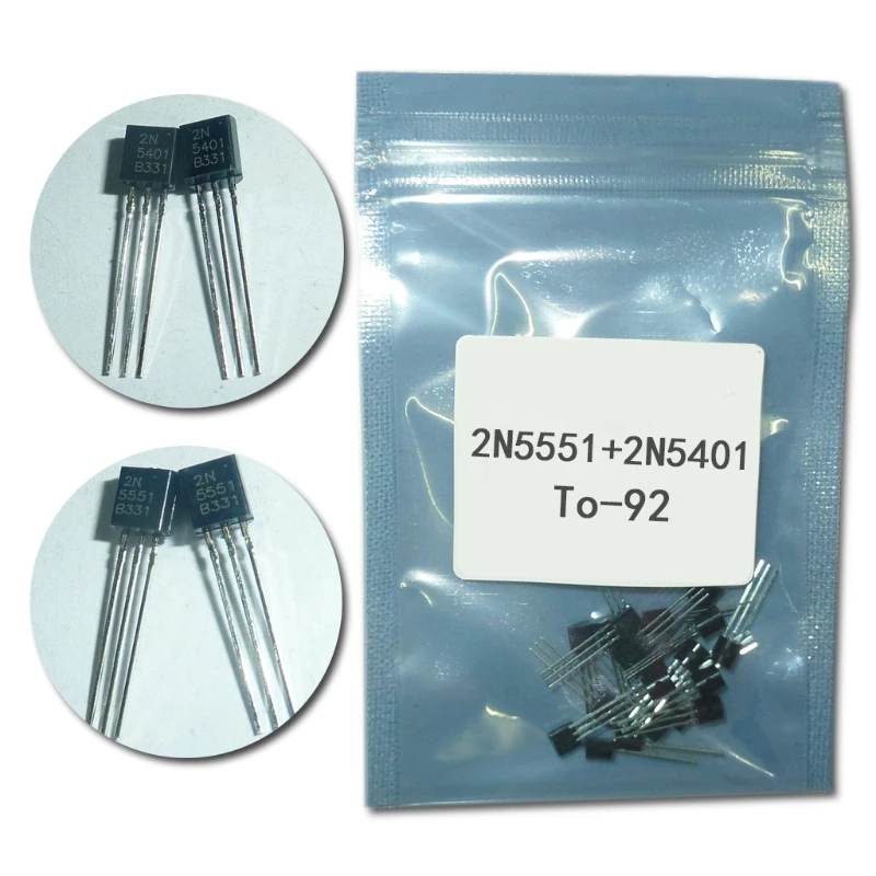 Transistor DIP 2N5551, 2N5401, 5551, 5401 a-92 (25 uds. X 2N5401 + 25 uds. X 2N5551), 50 unids/lote