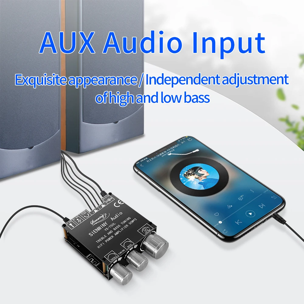 Amplificador HiFi de YS-T50L, canal 2,0, amplificador Bluetooth, altavoces activos de 3,5mm para sistemas de sonido domésticos, compatible con operación por aplicación - imagen 3