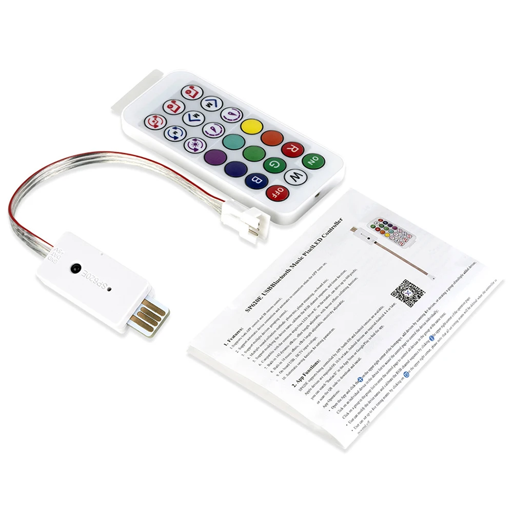 Controlador USB WS2812 WS2811 para tira de LED Dream Color, RGB-IC, DC5V, 600 píxeles, aplicación de sincronización de música, Compatible con Bluetooth, JST - imagen 4