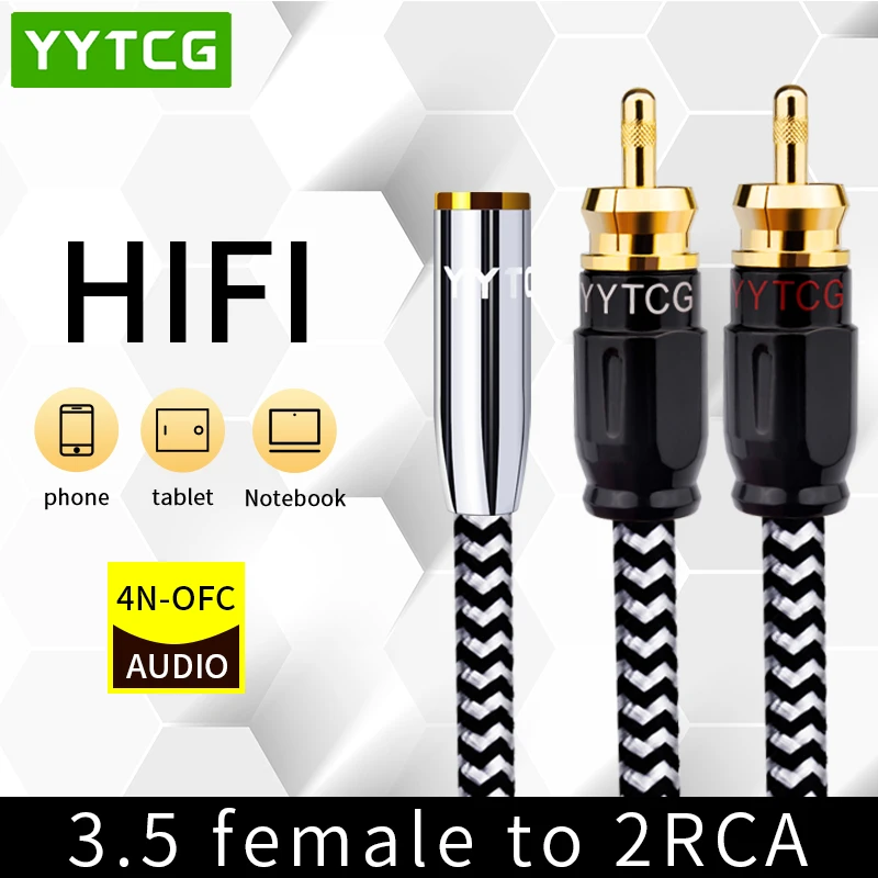 Cable Jack de 3,5mm a 2 RCA hembra a 2 RCA macho, Cable auxiliar de Audio para amplificador, TV, cine en casa, 3,5