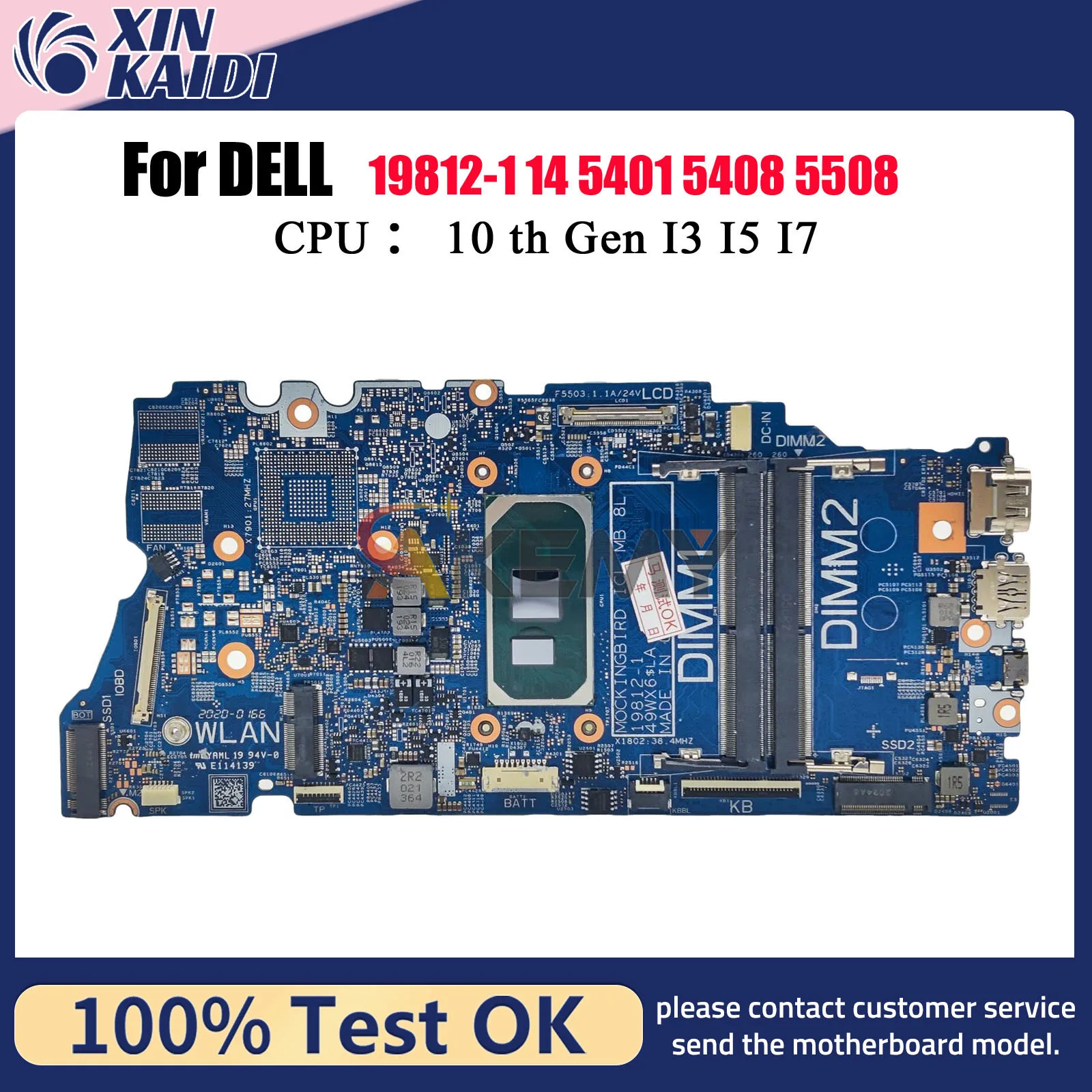 For Dell Inspiron 5501 5401 5408 5508 Vostro 5401 5501 Laptop Motherboard 19812-1 with i3 i5 i7 CPU CN-0526VM 100% Tested OK