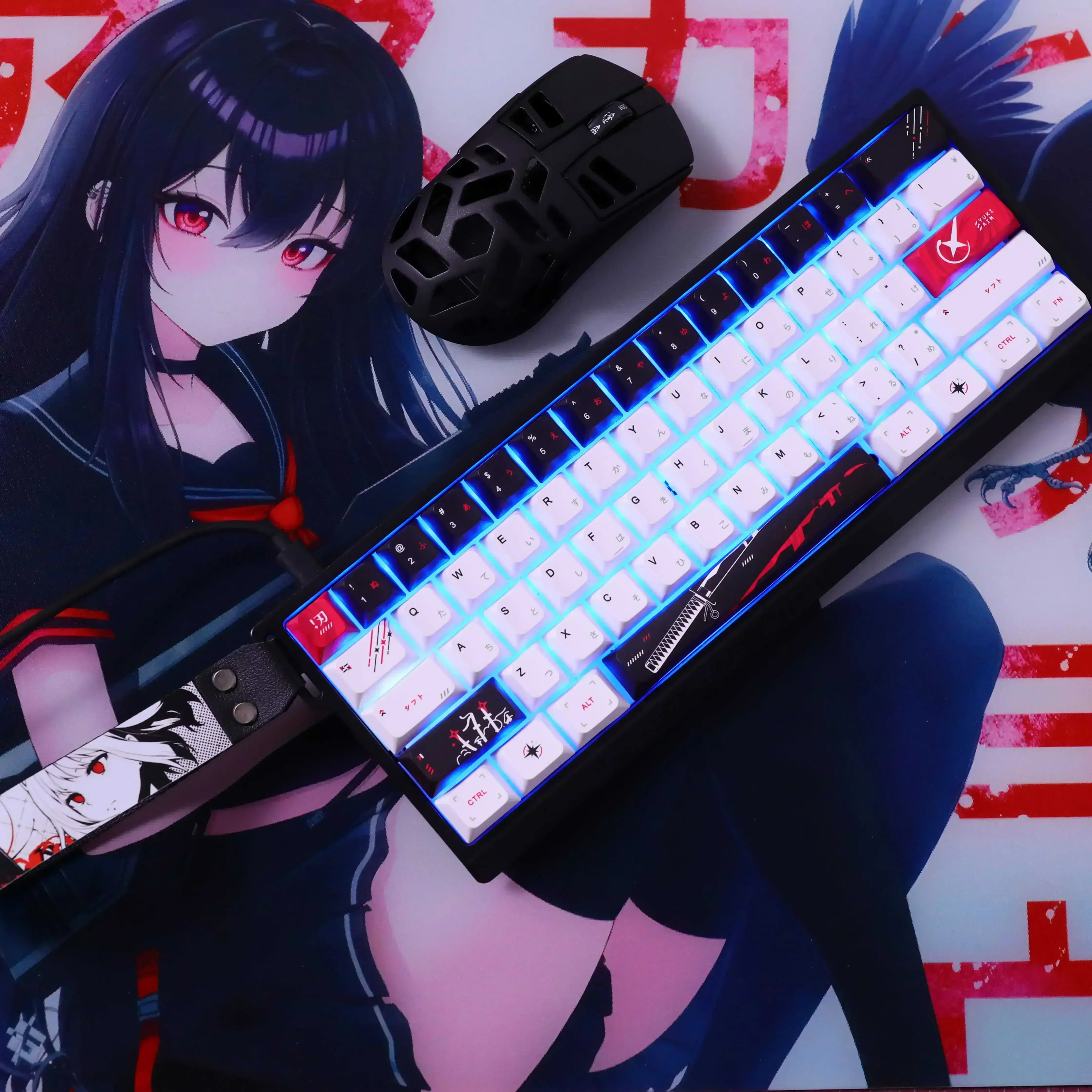 Juego de teclas Yuki Aim PBT, sublimación de cinco caras, teclas de teclado de Anime, teclas de perfil de cereza personalizadas para regalo de teclado mecánico - imagen 5