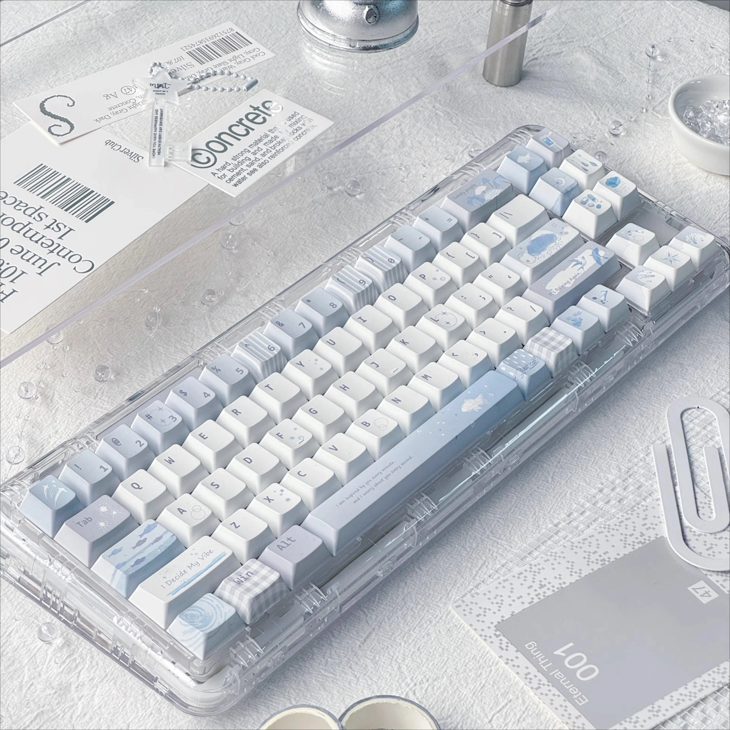 Juego de teclas con tema MoCoo-Blue Island, teclas de teclado con perfil de cereza de sublimación personalizadas para accesorios de teclado mecánico - imagen 5