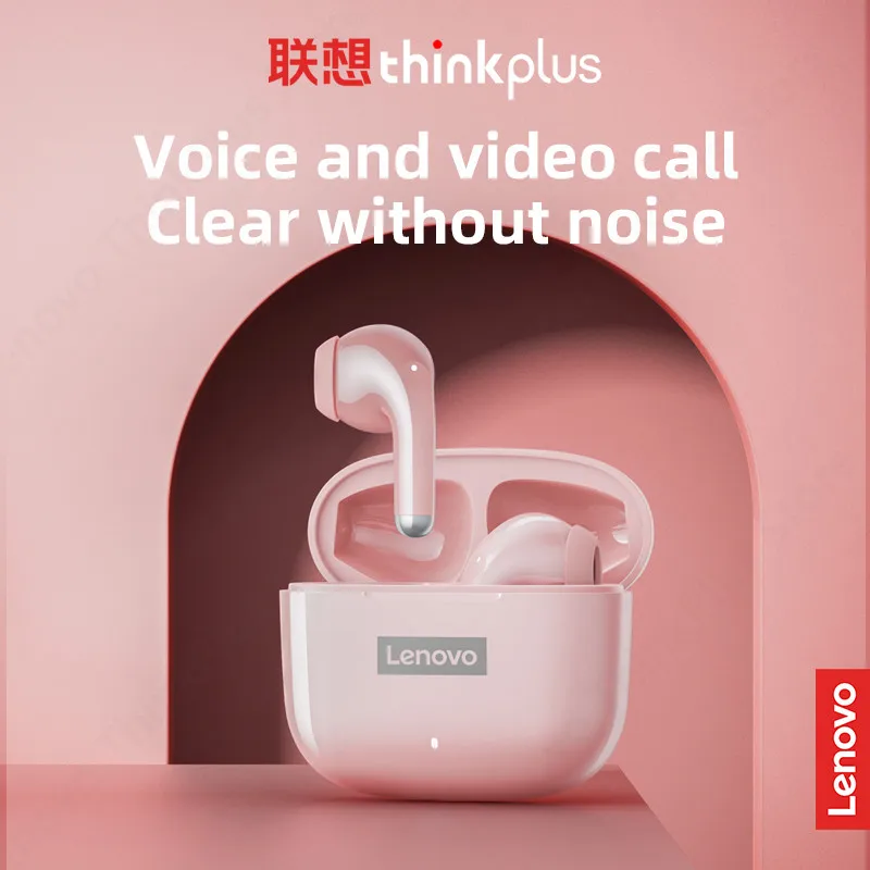 Lenovo-auriculares inalámbricos LP40 Pro con Bluetooth 5,1, dispositivo de audio de alta capacidad, diseño semiintrauditivo, Chip inteligente con micrófono - imagen 5