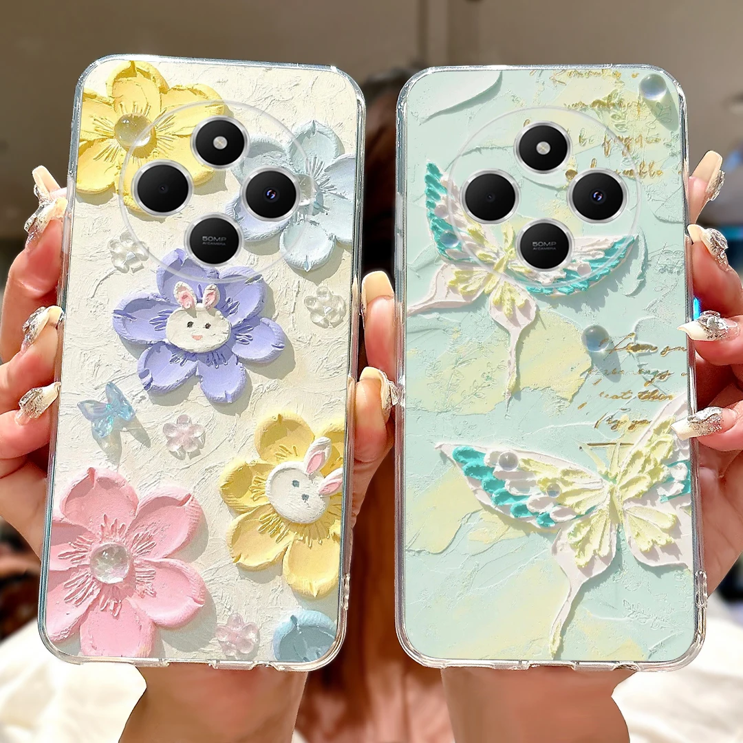 Para Xiaomi Redmi 14C funda bonita de gato de dibujos animados cubierta pintada funda de silicona suave para Xiaomi Poco C75 PocoC75 Redmi14C bolsas de cubierta trasera - imagen 2