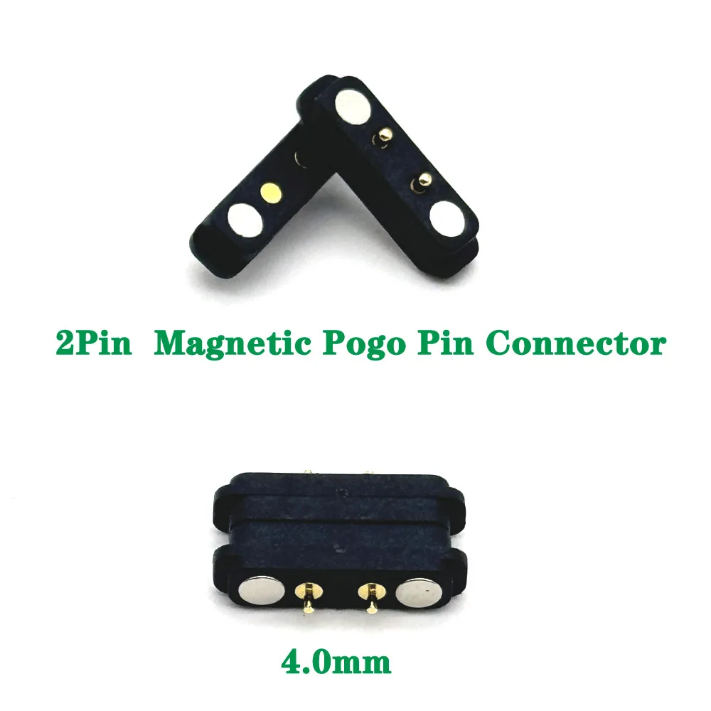 1 par de conectores magnéticos de 2 pines Pogo Pin 2 Pogopin macho hembra 4,0 MM resorte carga rápida conector magnético CC toma de corriente - imagen 2