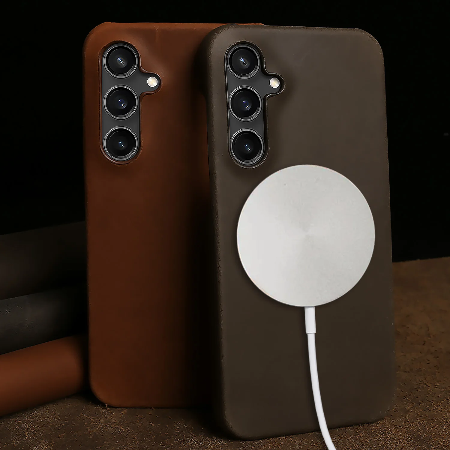 Funda de lujo para teléfono Magsafe magnético Samsung Galaxy S23 Ultra, funda de cuero para Samsung S24 S23 S22 S21Plus, funda de carga inalámbrica