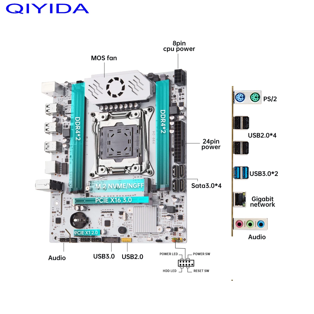 QIYIDA X99 juego de placa base LGA 2011-3 kit combo Xeon E5 2640 V4 CPU DDR4 8GBx2PCS = 16GB NVME NGFF M.2 SATA3.0 USB3.0 X99 C612chip - imagen 5