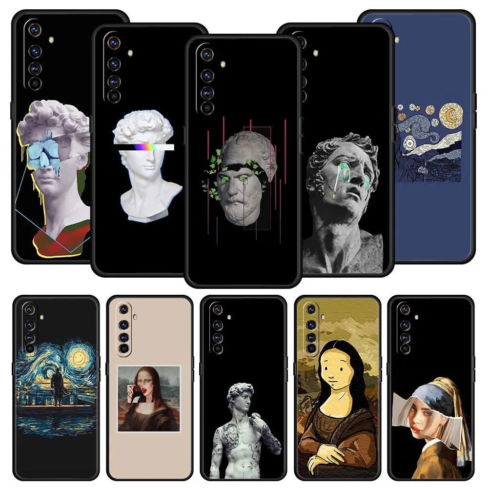 Funda de teléfono con estatua abstracta de Mona Lisa para Realme, 12, 11, 10, 9, 8, 5G, 7, 6, GT5, GT3, GT2 Pro Plus, C21, C25, C35, GT Neo 2, 3, 3T, 5