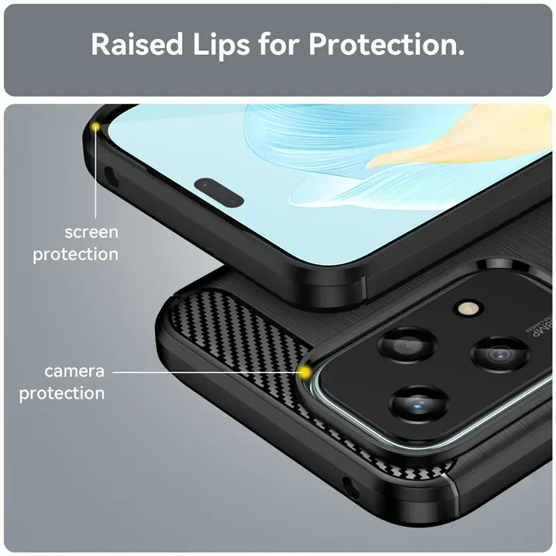 Para Honor 200 Lite 5G funda para Honor 200 Pro cubierta de fibra de carbono a prueba de golpes parachoques de silicona para Honor 200 Fundas inteligentes - imagen 4
