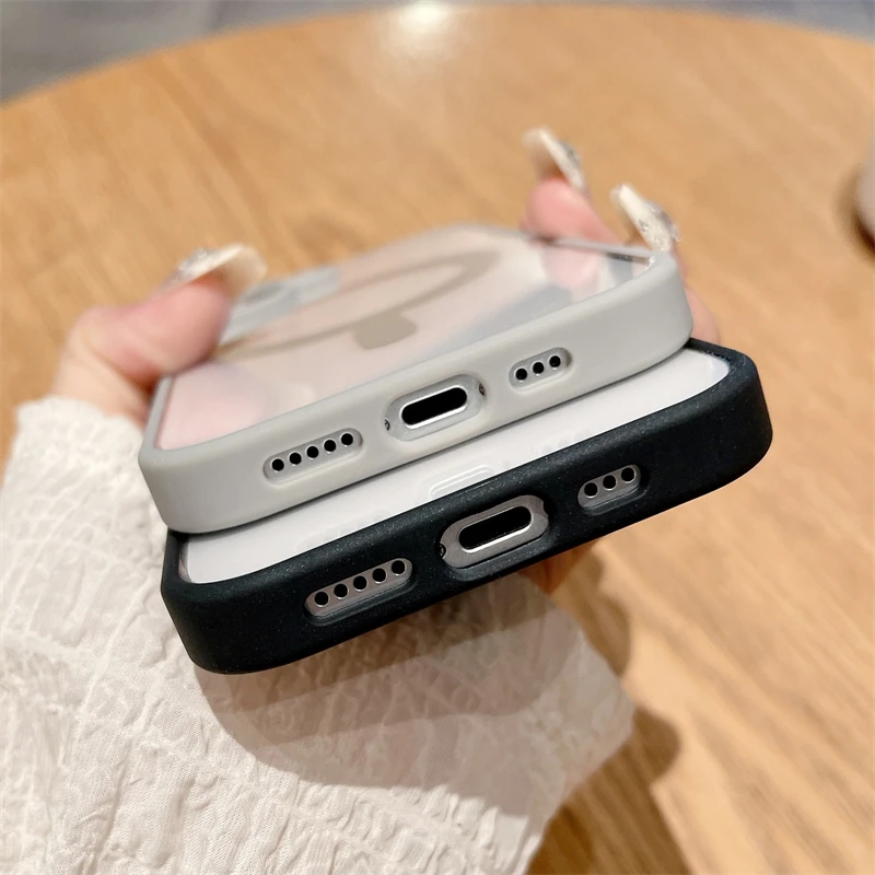 Funda magnética de lujo para Magsafe, funda transparente con carga inalámbrica para iPhone 16 15 14 13 12 11 Pro Max 16 Plus 16e, funda de parachoques a prueba de golpes - imagen 5