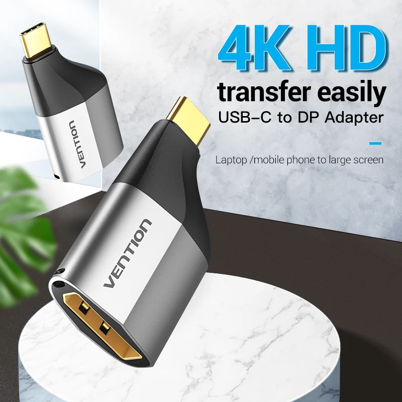 Vention Adaptador USB C a DisplayPort Cable 4K tipo C a DP para MacBook Huawei Xiaomi USB C a Displayport Thunderbolt Converter - imagen 5