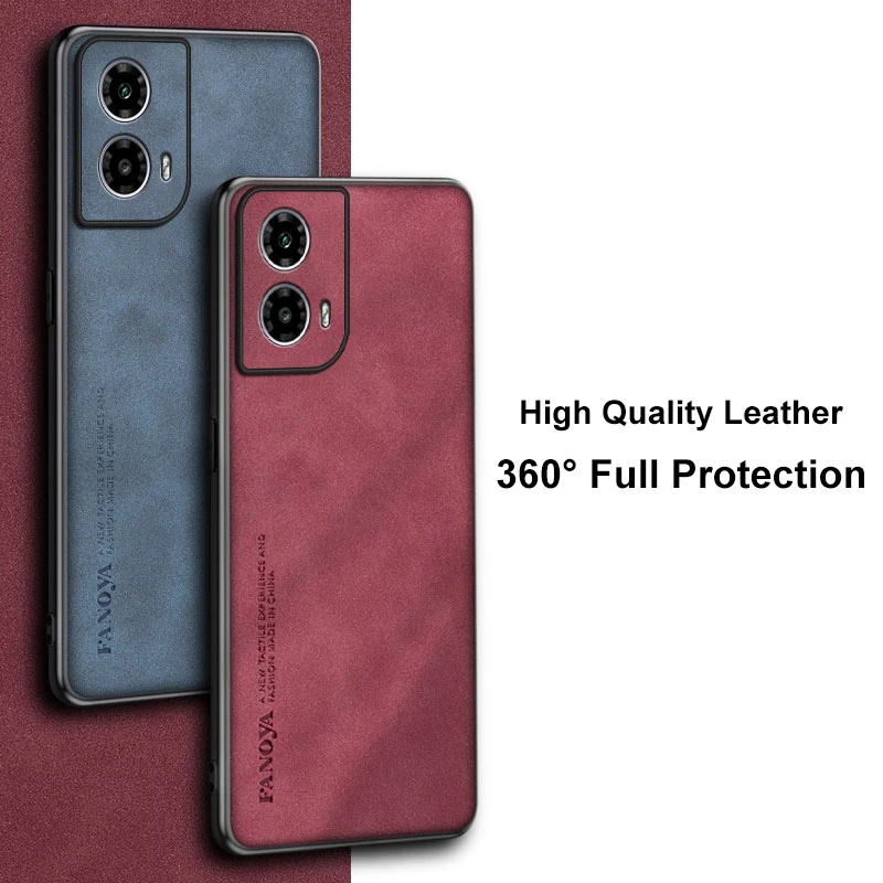 Para Motorola Moto G45 funda de teléfono de cuero PU de lujo para Motorola G45 5G funda trasera de silicona mate a prueba de golpes protección completa - imagen 3