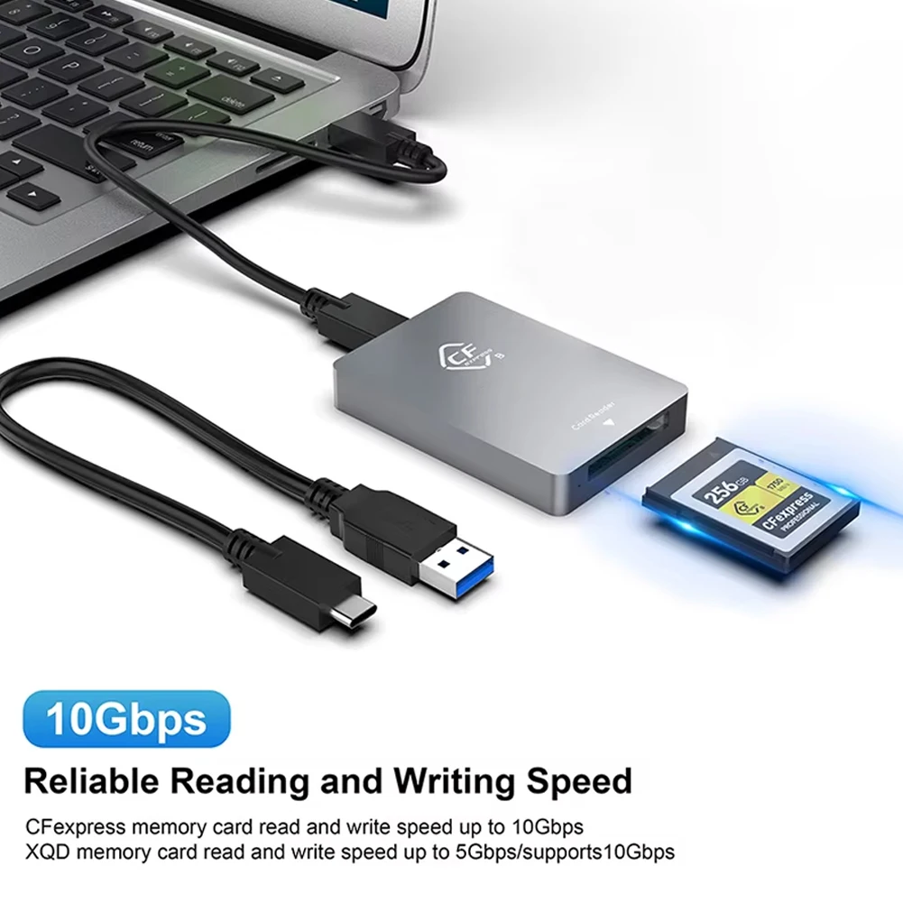 CFexpress-lector de tarjetas tipo B XQD, 2 en 1, USB3.2, Gen2, adaptador de tarjeta de memoria tipo C de 10Gbps para Sony, Canon, Nikon, SLR, accesorios de tarjeta - imagen 3